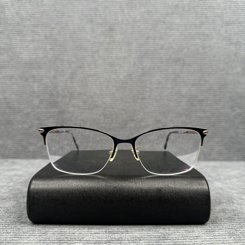 Nine West NW8012 400 Navy Blue Gold Cat Eye Semi Rimless y2k Eyeglass Frames 140